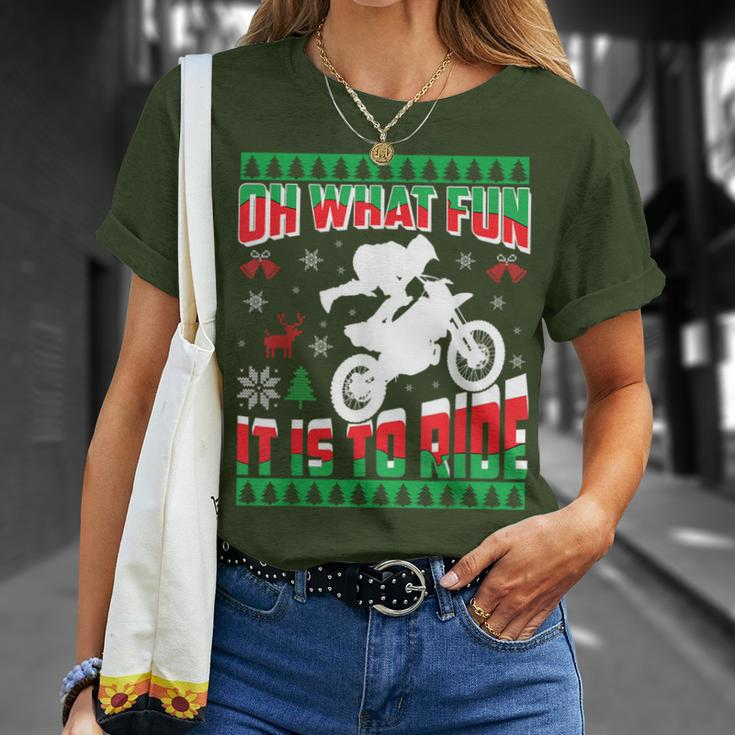 Ugly Christmas Dirt Bike Motocross Xmas T-Shirt Gifts for Her