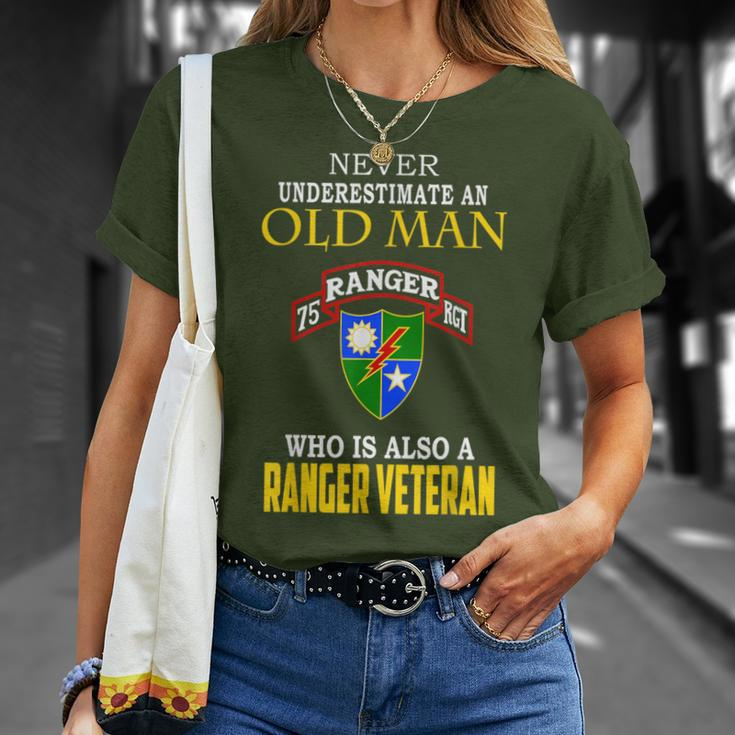 Never Underestimate A 75Th Ranger Ranger Veteran Christmas T-Shirt Gifts for Her
