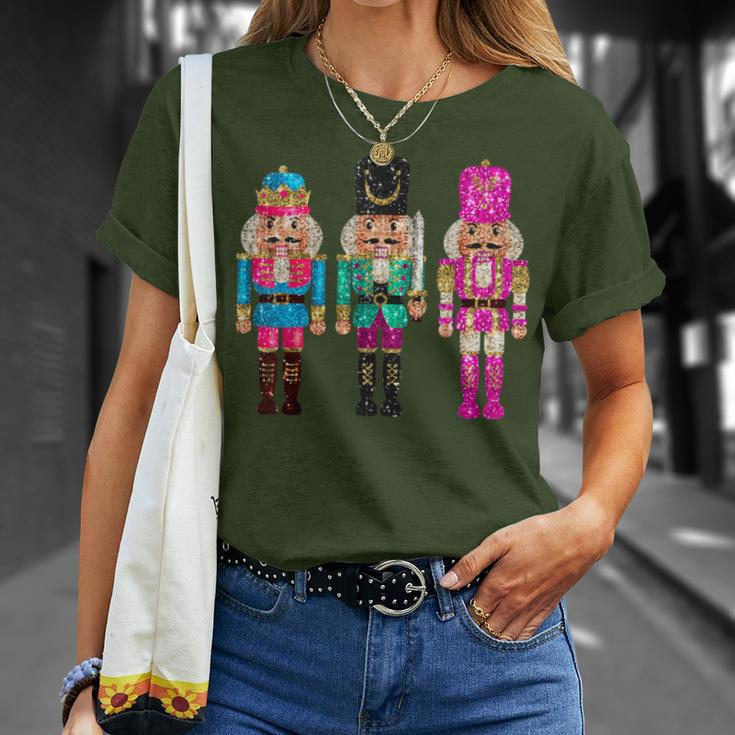 Vintage Sequin Cheerful Sparkly Nutcrackers Christmas T-Shirt Gifts for Her
