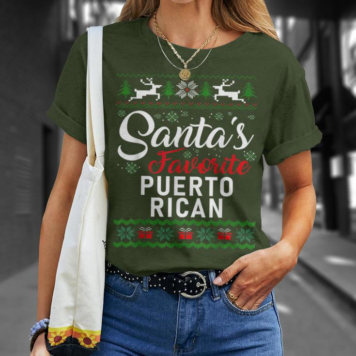 Vintage Santa Claus Favorite Puerto Rican Christmas Tree T-Shirt Gifts for Her