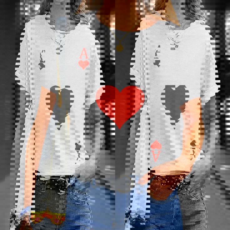 Ace Of Hearts Costume Deck Of Cards Playing Card Halloween T-Shirt Gifts for Her