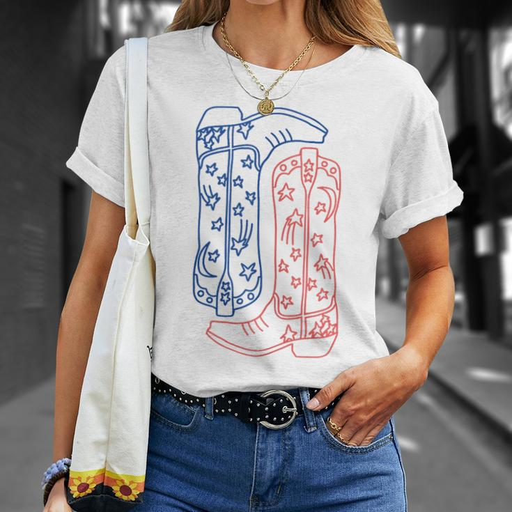 All American Western Girl Cowgirl Cowboy Boots 4Th Of July Unisex T-Shirt Gifts for Her