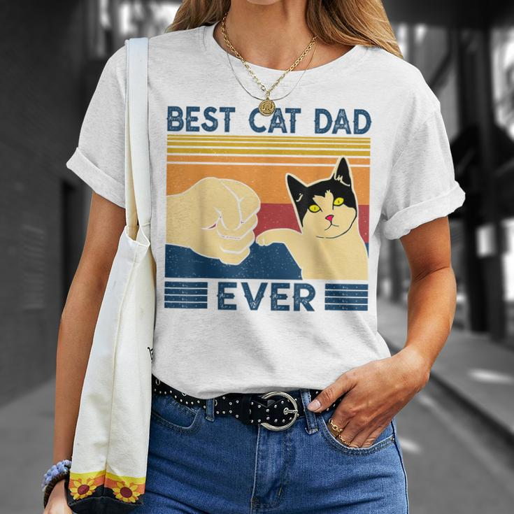 Best Cat Dad Ever Retro Vintage Cat Daddy Father Day Unisex T-Shirt Gifts for Her