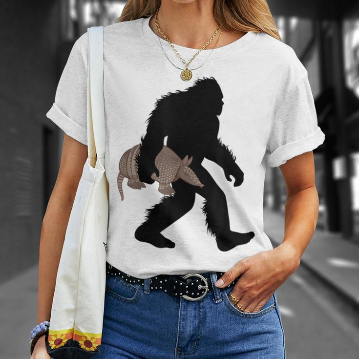 Bigfoot Cradling Armadillo Cryptid Sasquatch Unisex T-Shirt Gifts for Her
