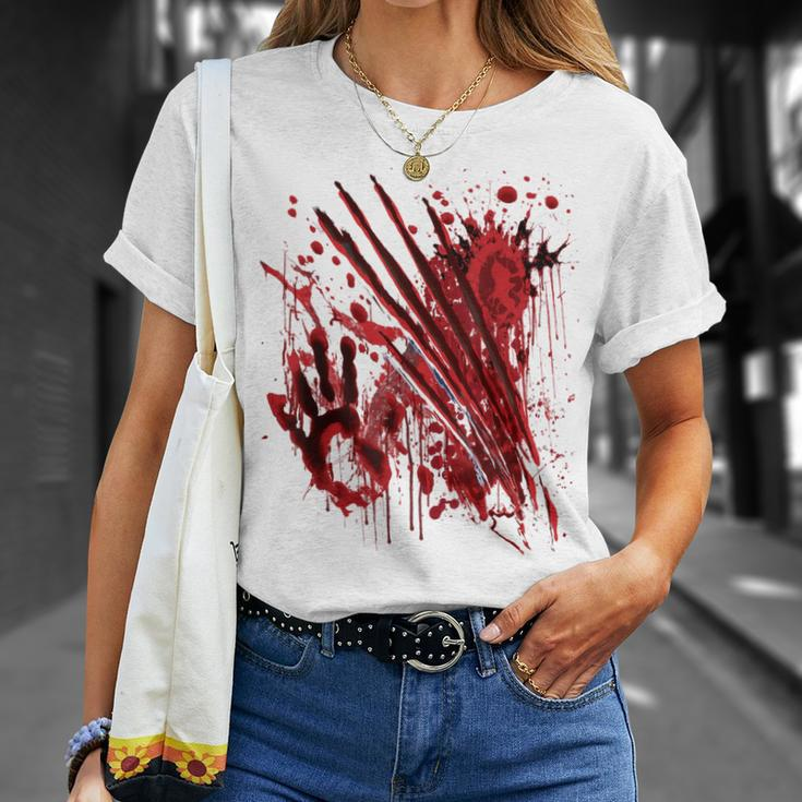 Blood Splatter Bloody Handprint Red Hand Zombie Outbreak T-Shirt Gifts for Her
