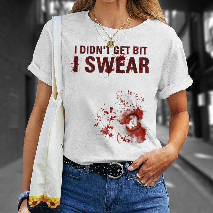 Bloody I Didn't Get Bit Zombie Bite Halloween T-Shirt Gifts for Her