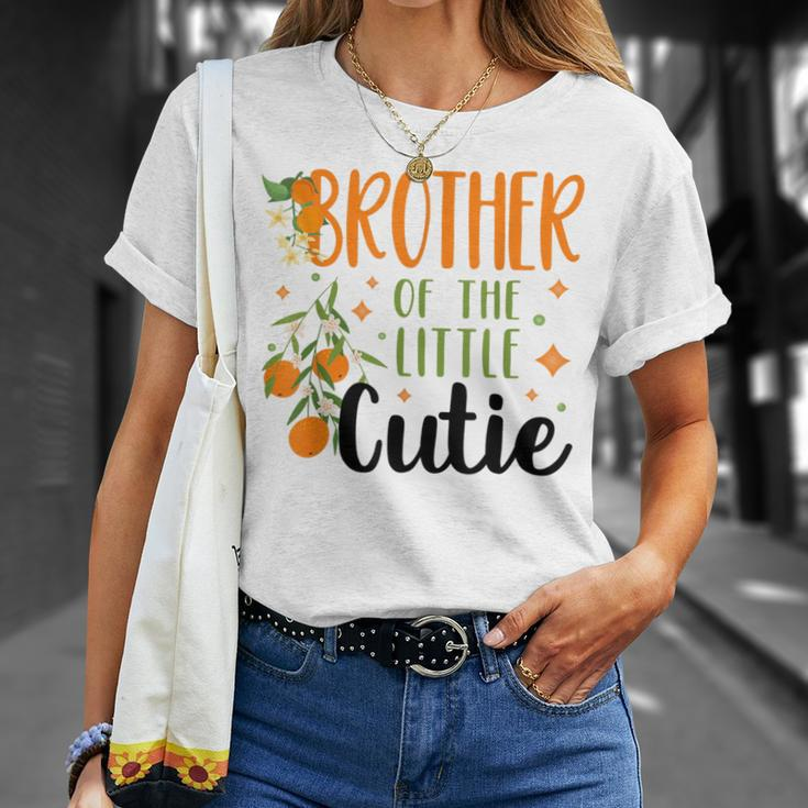 Brother Little Cutie Baby Shower Orange 1St Birthday Party Unisex T-Shirt Gifts for Her