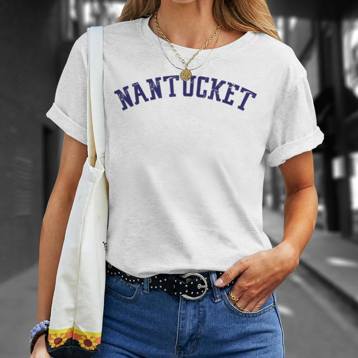 Classic Nantucket With Distressed Lettering Across Chest T-Shirt Gifts for Her