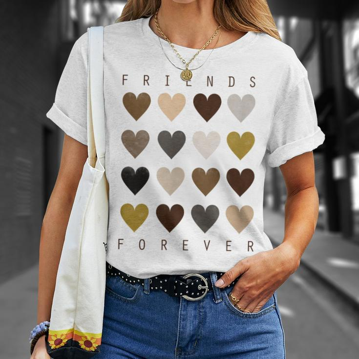 Cute Friends Forever Watercolor Patterned Hearts Friendship Unisex T-Shirt Gifts for Her