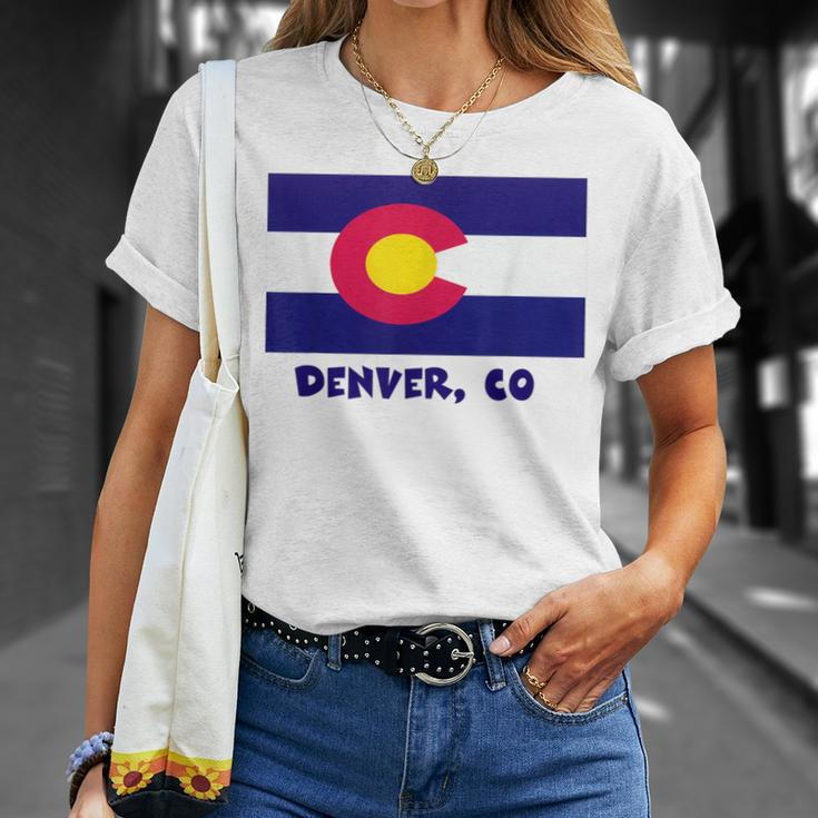 Denver Colorado Usa Flag Souvenir T-Shirt Gifts for Her
