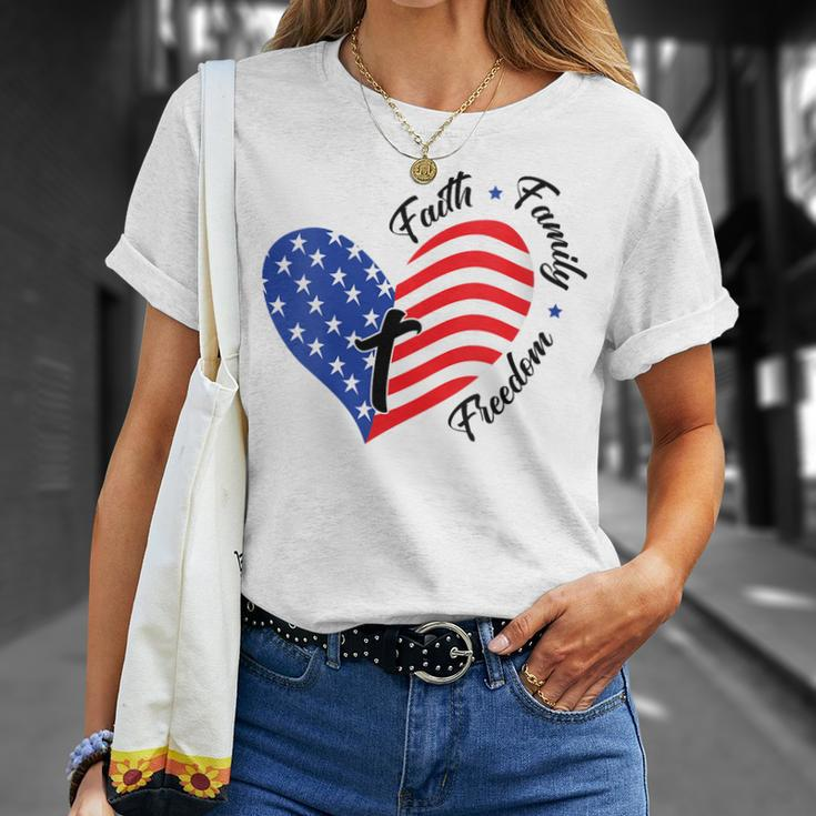 Faith Family Freedom Usa Flag July 4Th American Women Girls Unisex T-Shirt Gifts for Her
