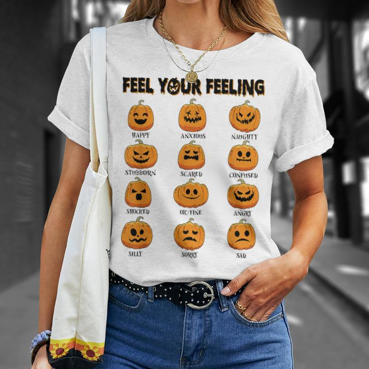 Feelings Pumpkins Halloween Mental Health Feel Your Feeling T-Shirt Gifts for Her