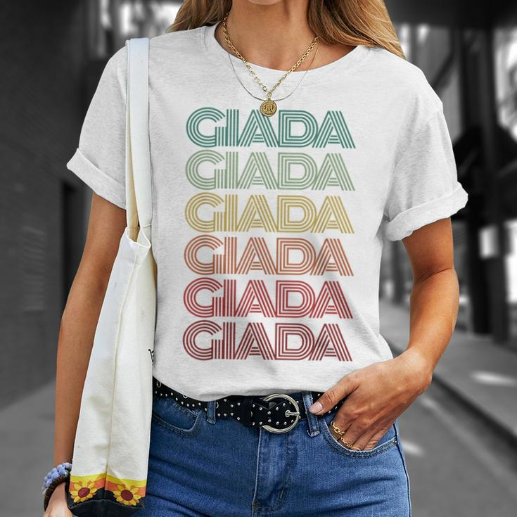 First Name Giada Italian Girl Retro Name Tag Groovy Party Unisex T-Shirt Gifts for Her