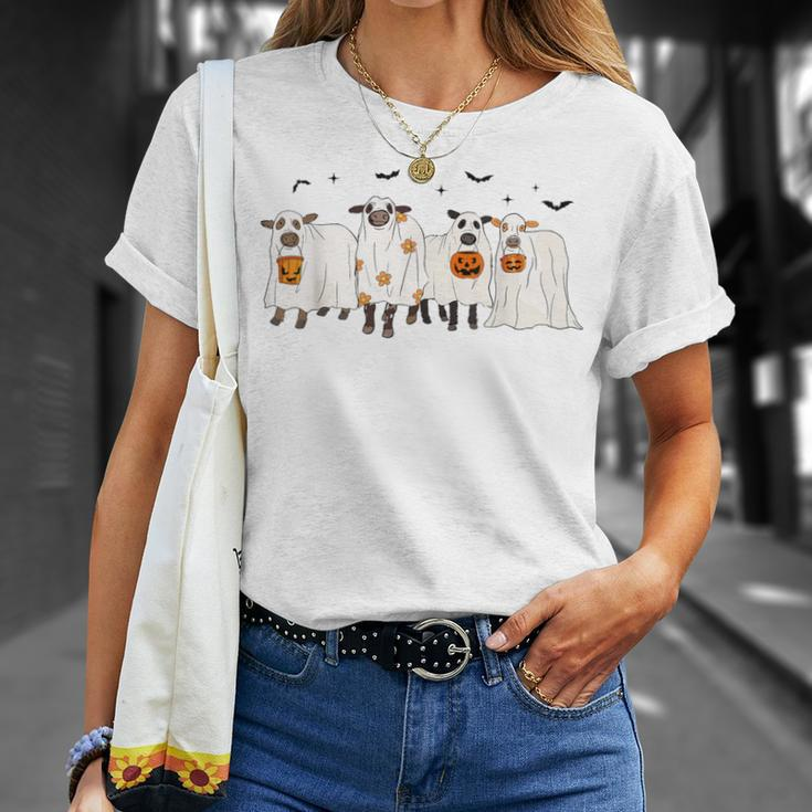 Cow Ghost Halloween Farmer Trick Or Treat Cow Lover T-Shirt Gifts for Her