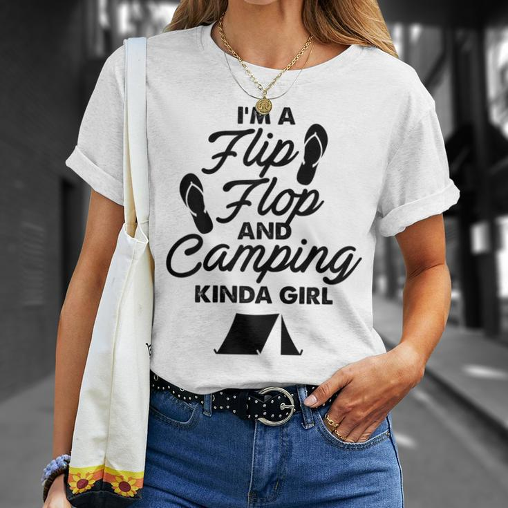 Funny Im A Flip Flops And Camping Kinda Girl Unisex T-Shirt Gifts for Her