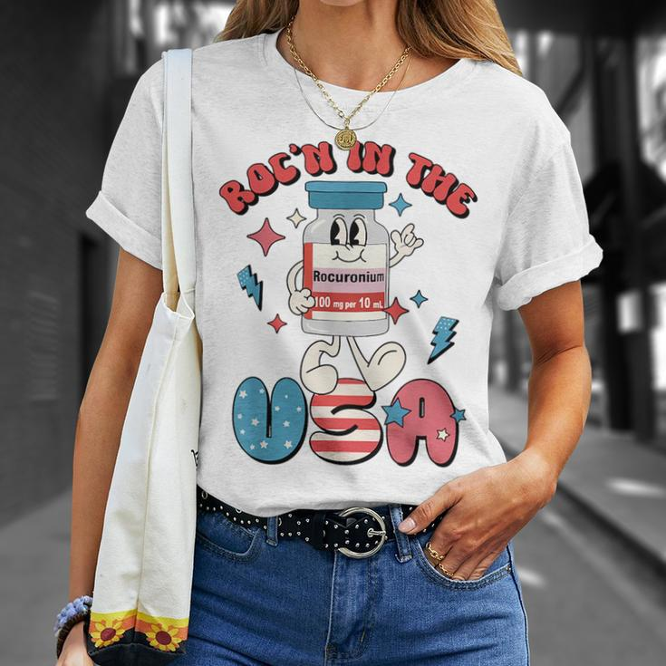 Funny Retro Vial Rocn In The Usa Happy 4Th Of July Vibes Unisex T-Shirt Gifts for Her