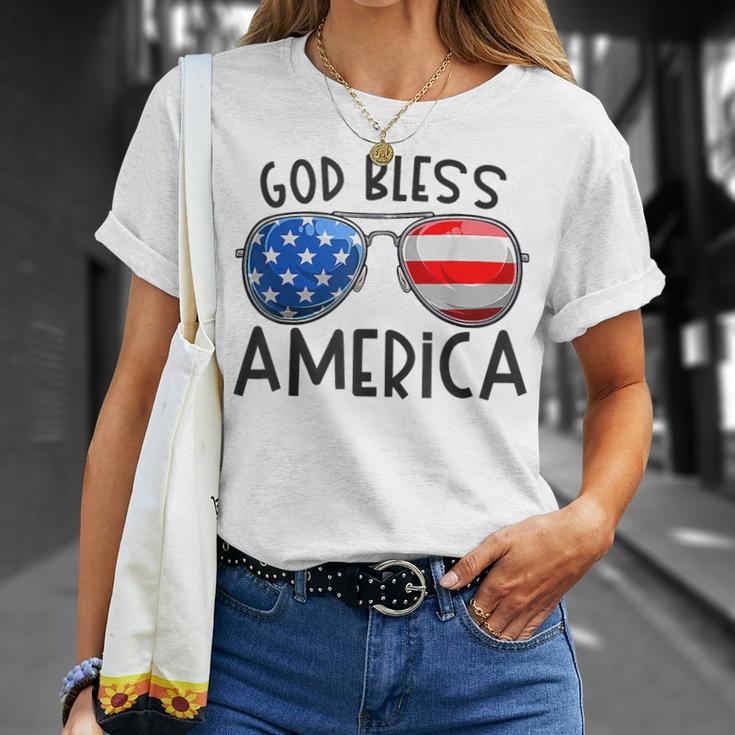 God Bless America Sunglasses Usa Flag Patriotic 4Th Of July Unisex T-Shirt Gifts for Her