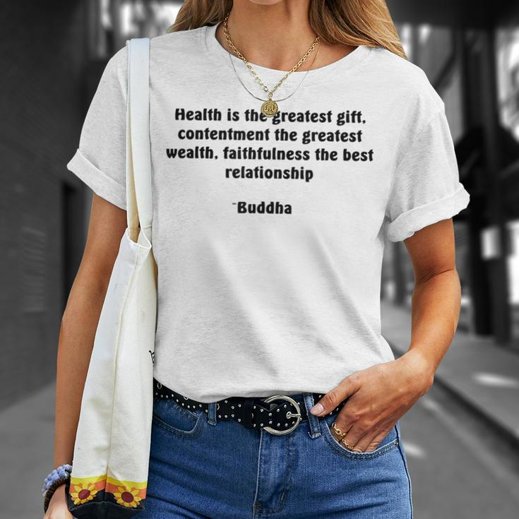Health And Contentment Buddha Quote T-Shirt Gifts for Her