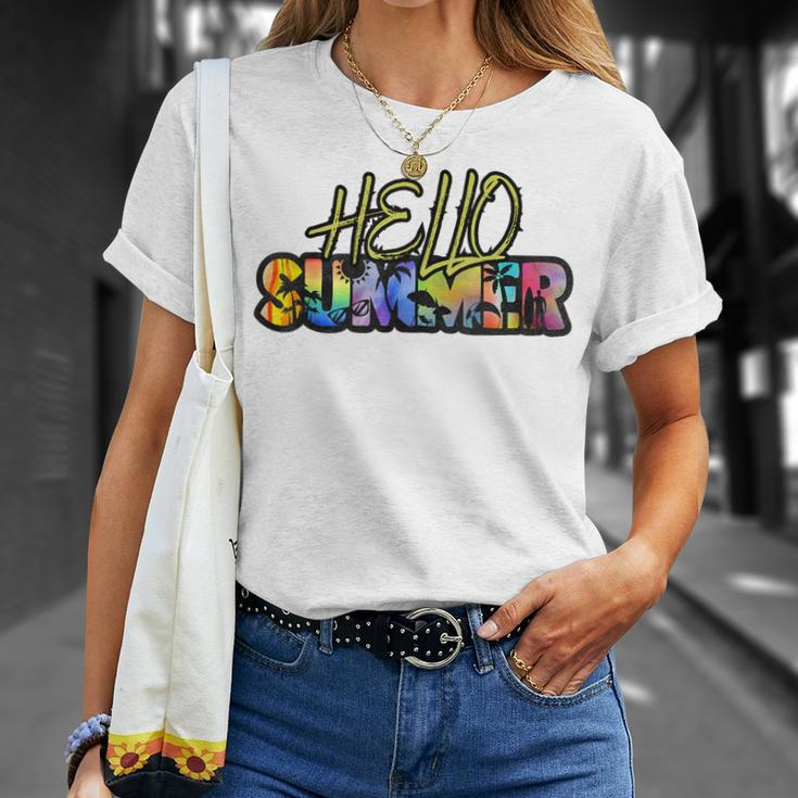 Hello Summer Hawaii Beach Summer Vacation Family Tie Dye Unisex T-Shirt Gifts for Her