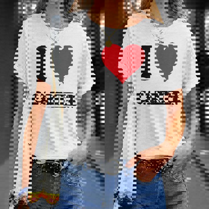 I Heart Carter First Name I Love Personalized Stuff Unisex T-Shirt Gifts for Her