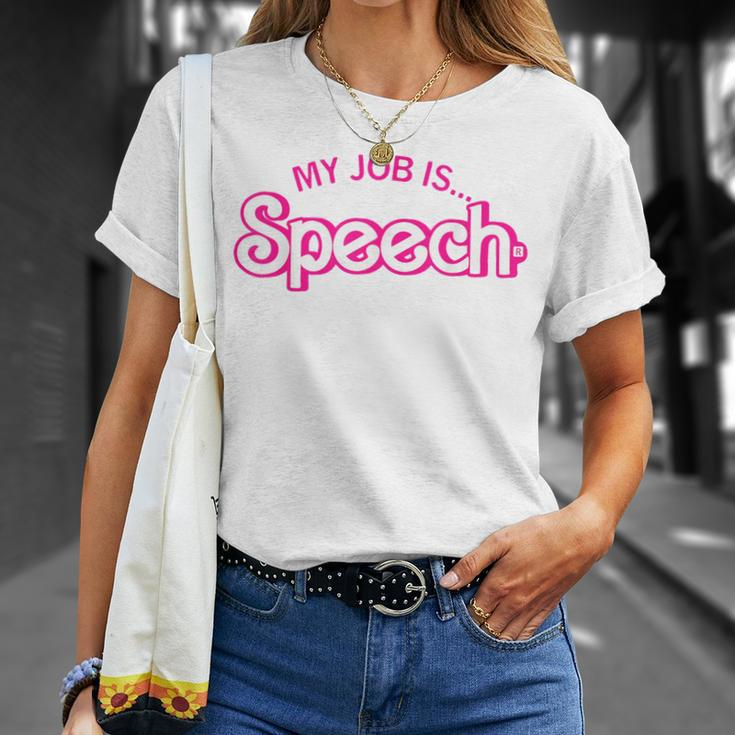 My Job Is Speech Retro Pink Style Speech Therapist Slp T-Shirt Gifts for Her