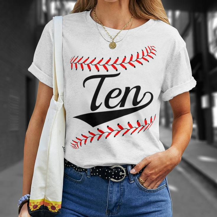 Kids 10 Year Old 10Th Baseball Softball Birthday Party Boys Girls Unisex T-Shirt Gifts for Her