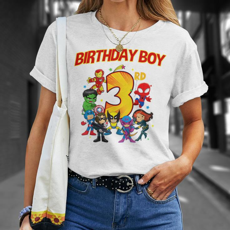 Kids 3Rd Third Birthday Boy Superhero Super Hero Party Unisex T-Shirt Gifts for Her