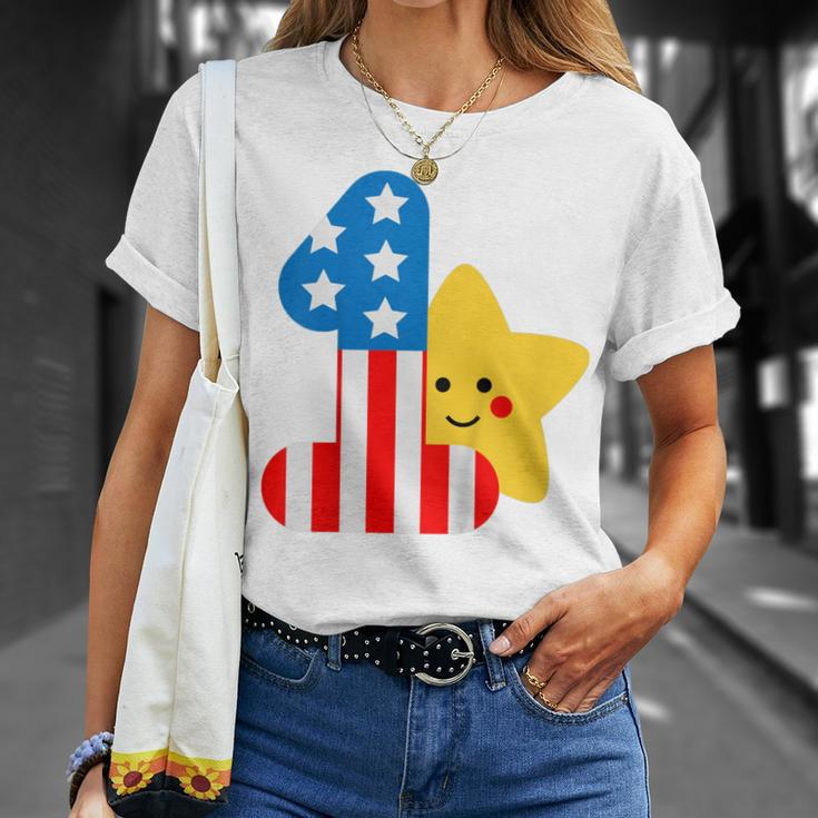 Kids My 1St 4Th Of July 2023 New Born Baby Patriotic Kids Toddler Unisex T-Shirt Gifts for Her