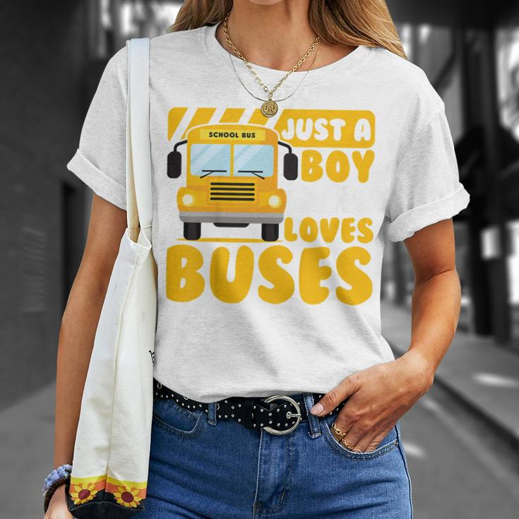 Kids School Bus Boys Funny Just A Boy Who Loves Buses Unisex T-Shirt Gifts for Her