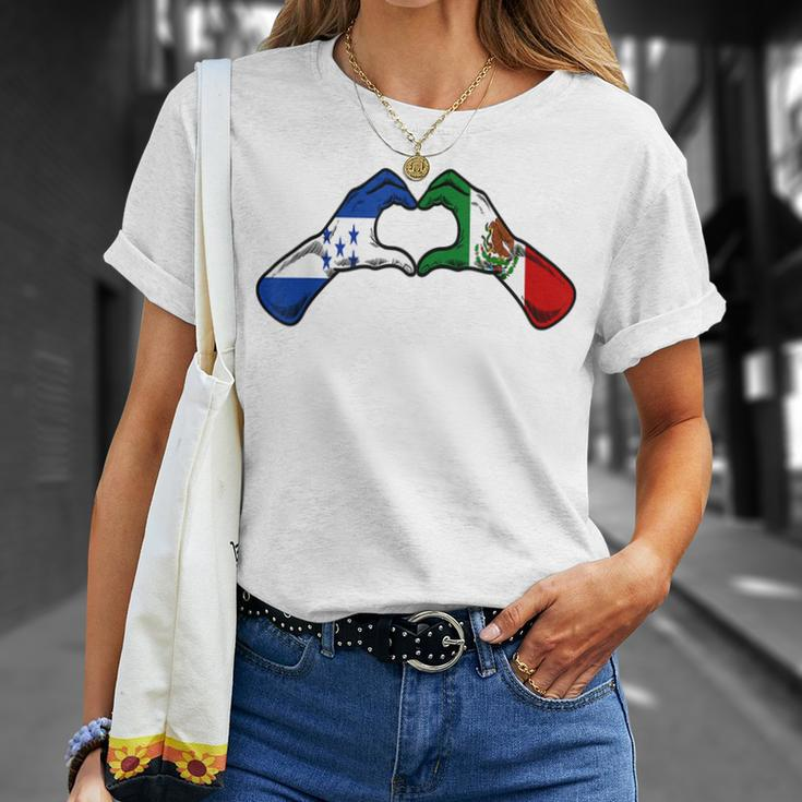 Mexico Honduras Flag Mexican Honduran Heart T-Shirt Gifts for Her