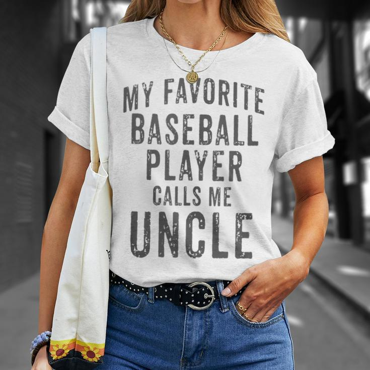 My Favorite Baseball Player Calls Me Uncle Vintage Design Unisex T-Shirt Gifts for Her