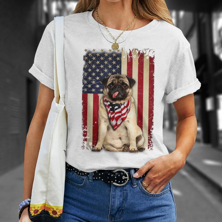 Pug American Flag 4Th Of July Independence Unisex T-Shirt Gifts for Her