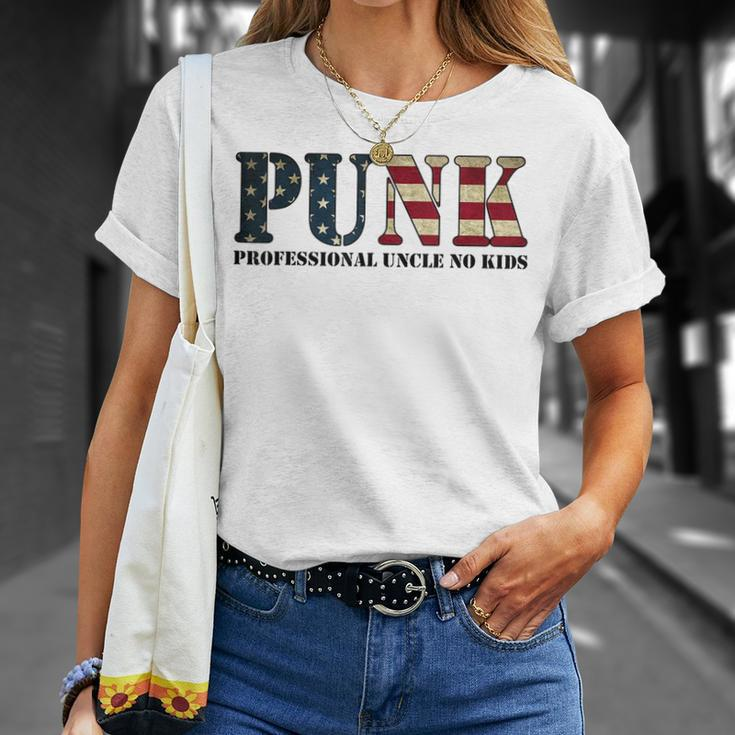 Punk Professional Uncle No Kids Funny Uncle American Flag Gift For Mens Unisex T-Shirt Gifts for Her