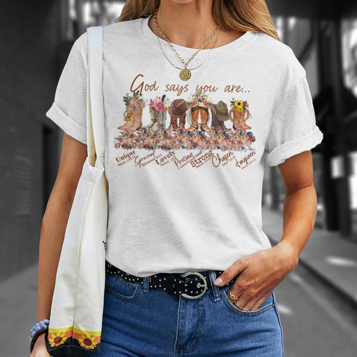 Retro Western Cowgirl Boots God Say You Are Cowboy Christian Unisex T-Shirt Gifts for Her