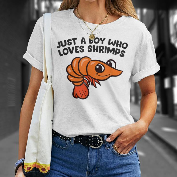 Shrimp Seafood Just A Boy Who Loves Shrimps T-Shirt Gifts for Her