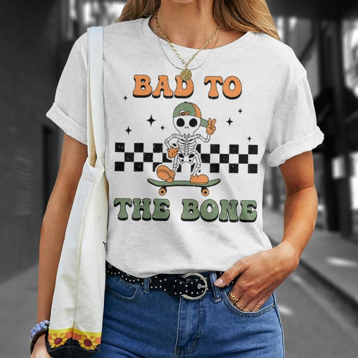 Skeleton Halloween Skateboard Bad To The Bone Toddler Boy T-Shirt Gifts for Her