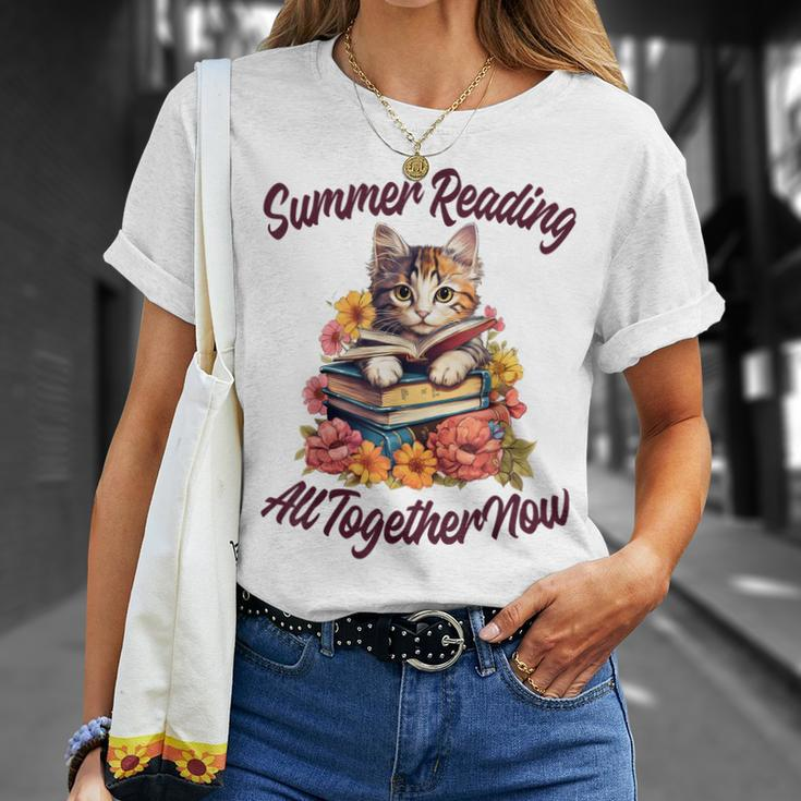Summer Reading All Together 2023 Cat Books Now Library Unisex T-Shirt Gifts for Her