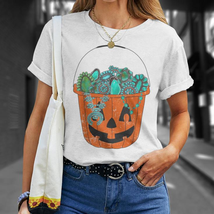 Turquoise Jack-O'-Lantern Halloween Pumpkin Turquoise T-Shirt Gifts for Her