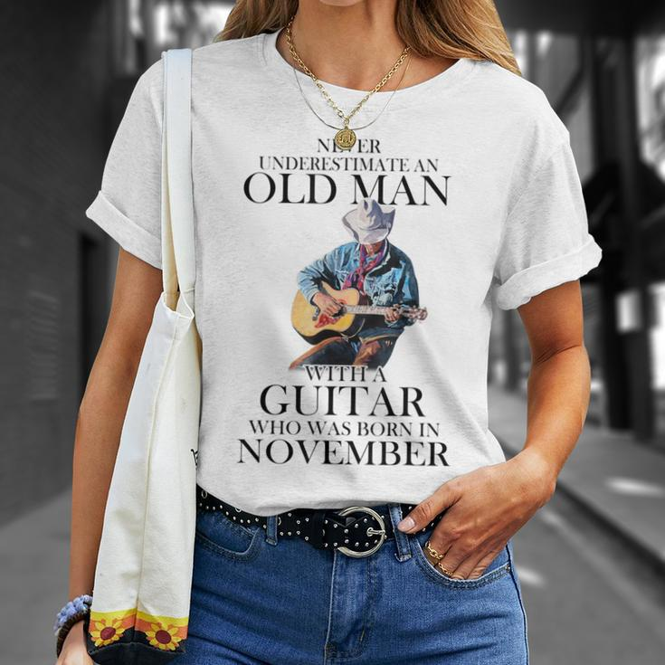 Never Underestimate A November Man With A Guitar T-Shirt Gifts for Her