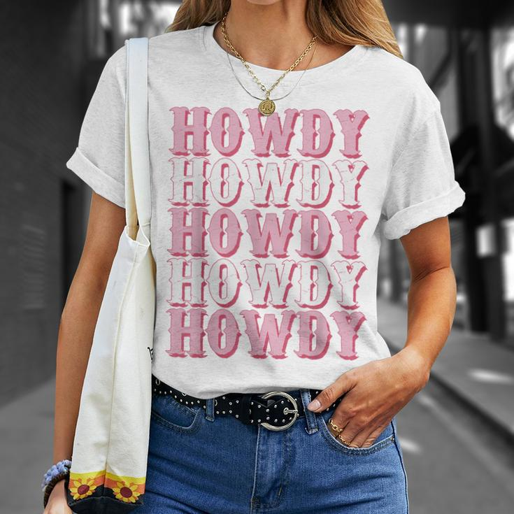 Vintage White Howdy Rodeo Western Country Southern Cowgirl Unisex T-Shirt Gifts for Her