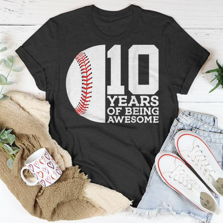 10 Years Of Being Awesome 10Th Birthday Baseball T-Shirt Unique Gifts