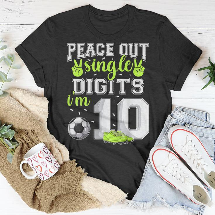 10Th Birthday Boys Soccer Peace Out Single Digits T-Shirt Unique Gifts