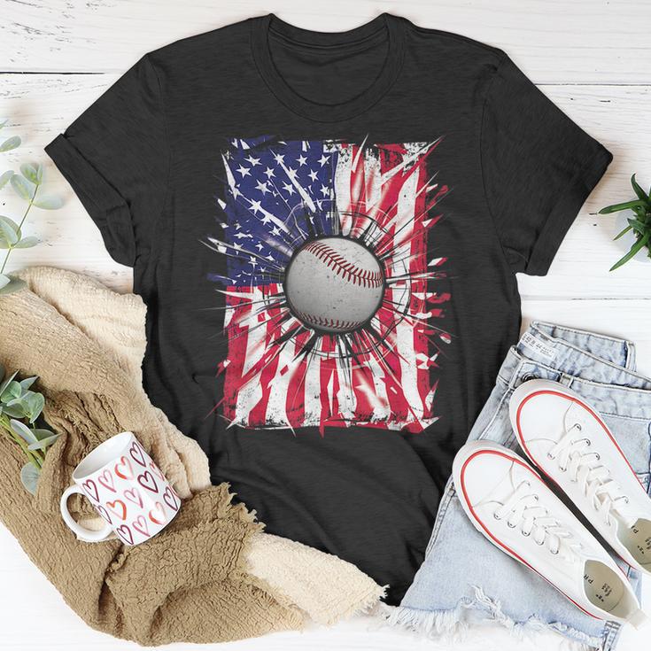 Patriotic Baseball 4th Of July Usa American Flag Boys Shirt