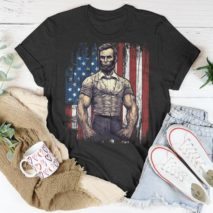 4Th Of July Patriotic Funny Abraham Lincoln Graphic July 4Th Unisex T-Shirt Unique Gifts