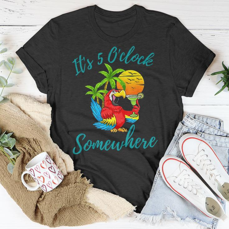 It Is 5 O'clock Somewhere Drinking Parrot T-Shirt Unique Gifts