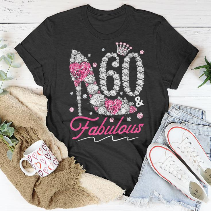 60Th Birthday 60 & Fabulous Pink 60 Years Old Diamond Shoes Unisex T-Shirt Unique Gifts