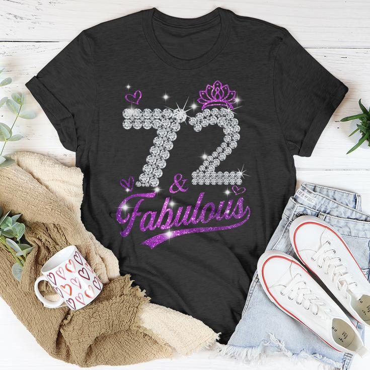 72 & Fabulous 72 Year Old 72Th Birthday Diamond Crown Pink Unisex T-Shirt Unique Gifts