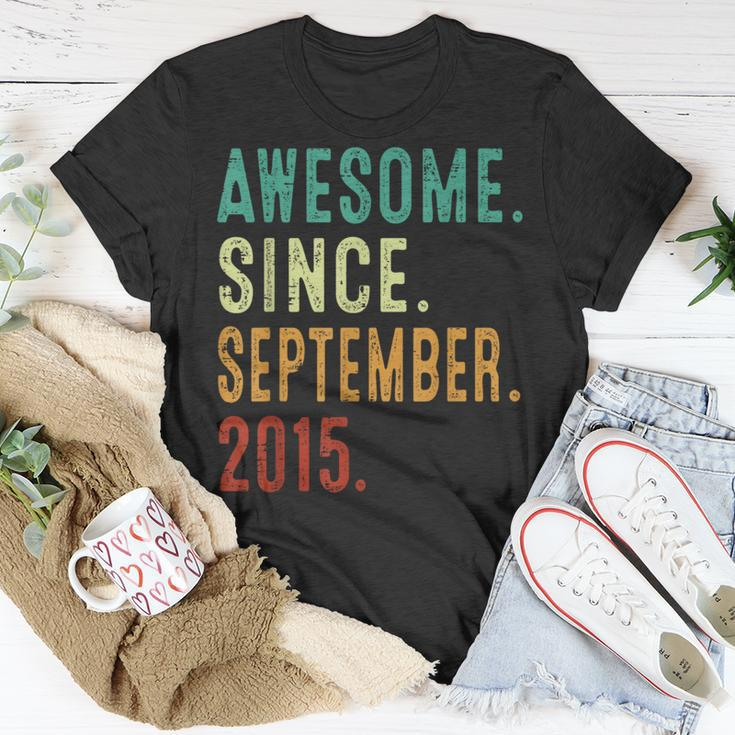 8 Year Old Awesome Since September 2015 8Th Birthday T-Shirt Funny Gifts