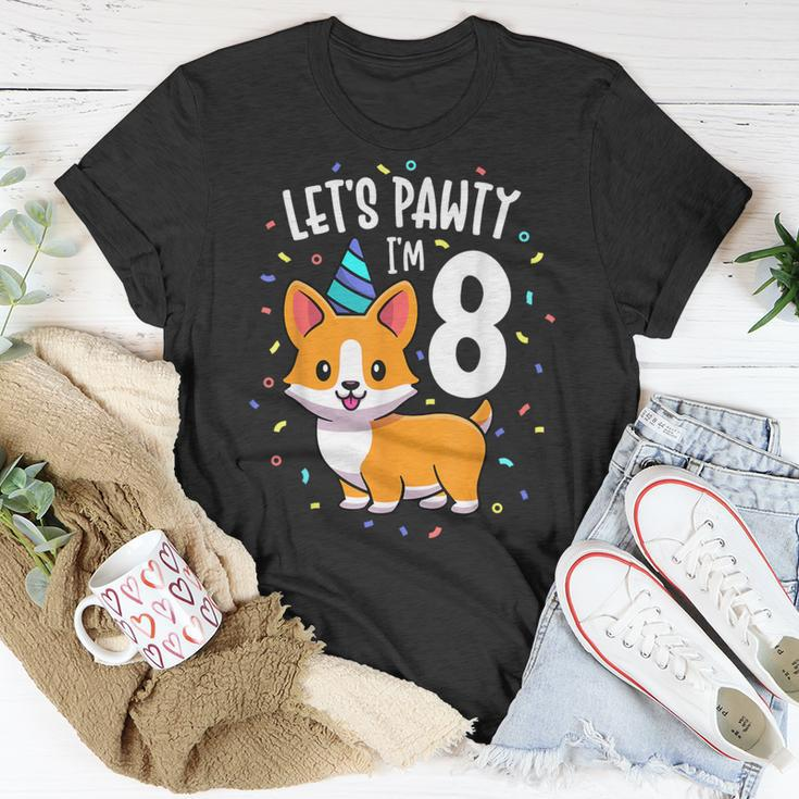 8 Years Old Corgi Dog Lover 8Th Birthday Party Outfit Kid T-Shirt Unique Gifts