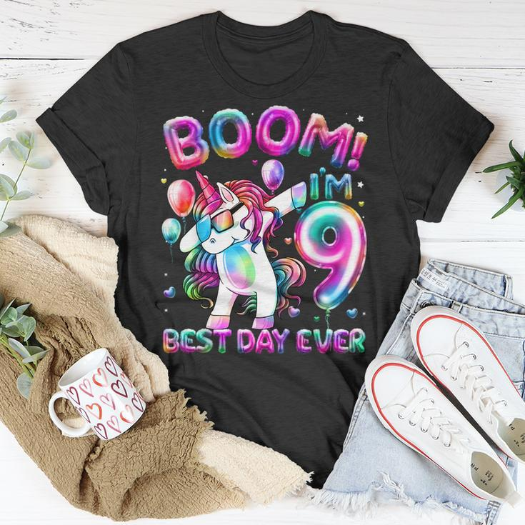 9 Years Old Dabbing Unicorn Gifts 9Th Birthday Girl Party Unisex T-Shirt Funny Gifts